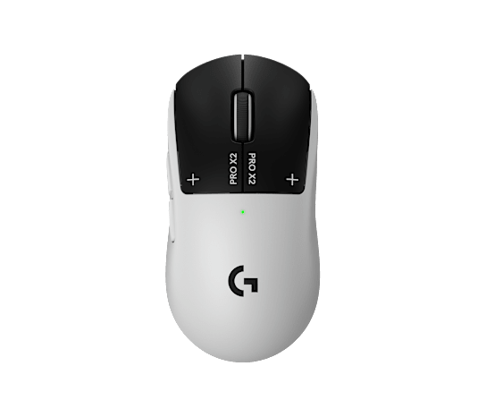 Logitech G PRO X2 SUPERSTRIKE wireless gaming mouse, official top-angle product shot