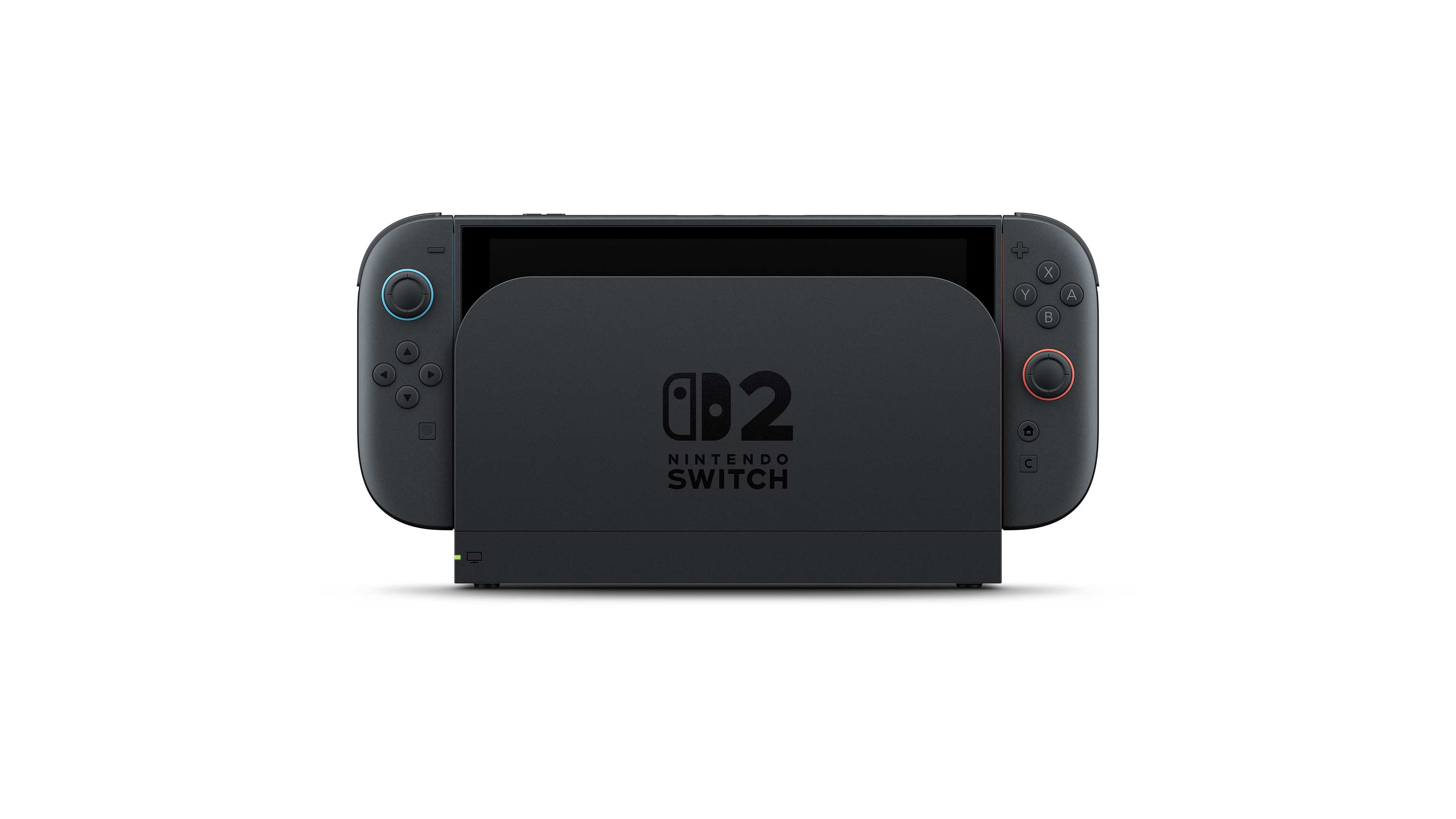 Nintendo Switch 2 console docked and connected to a TV, official product shot